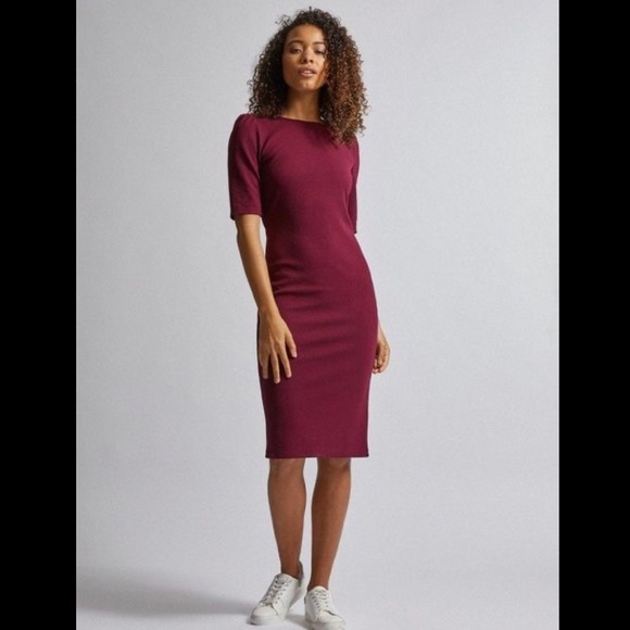BERRY TEXTURED BODYCON DRESS - Picture 1 of 2